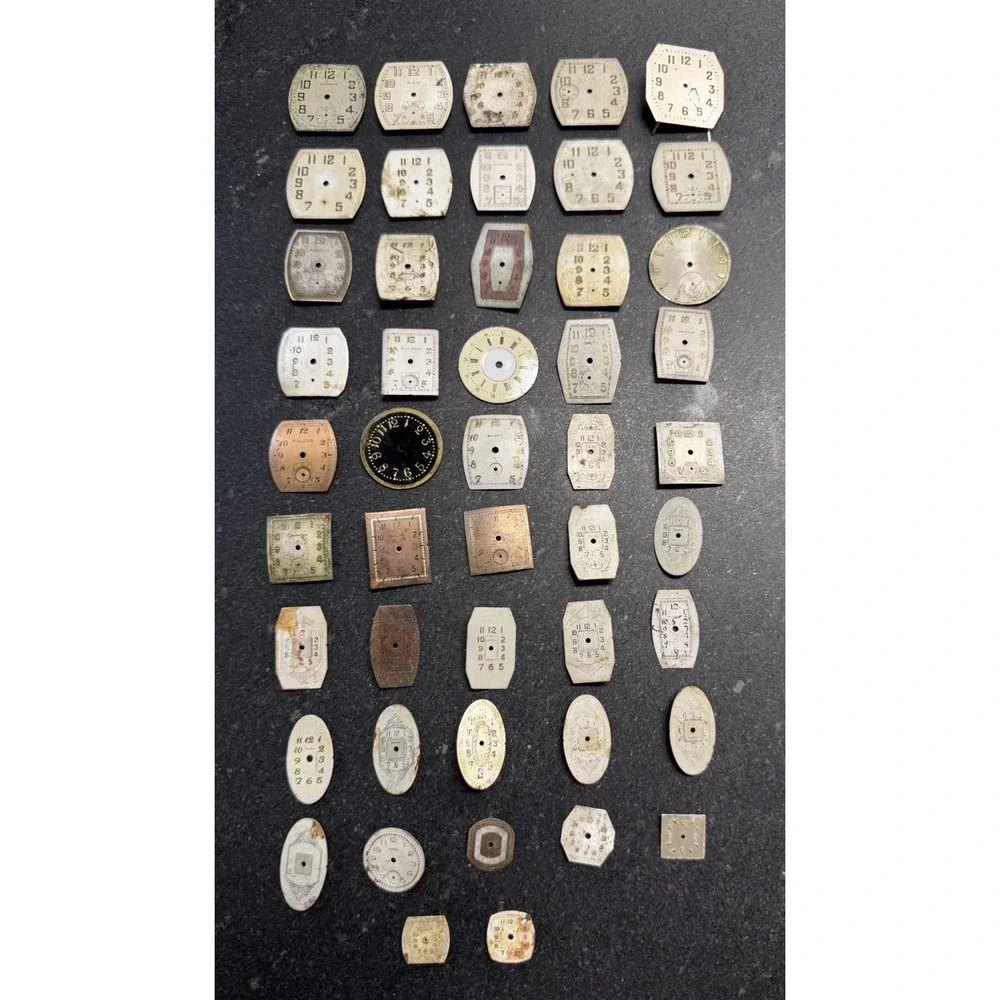 Watch Dial Lot 47 Pieces Bulova Elgin Waltham Gruen Art Deco Parts